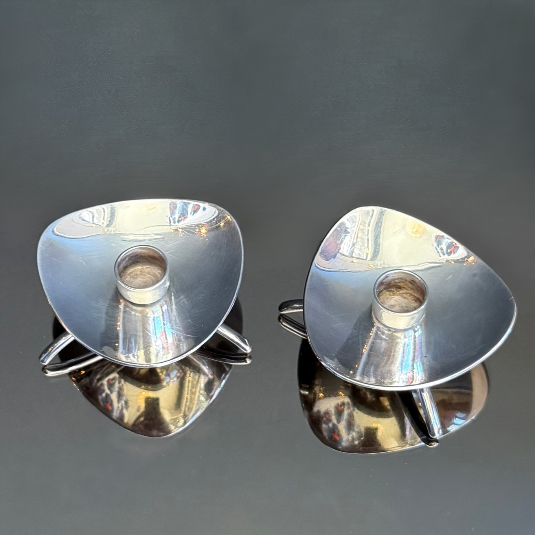 Vintage Cohr Denmark Alta Silverplated Mini Candle Holder Set
