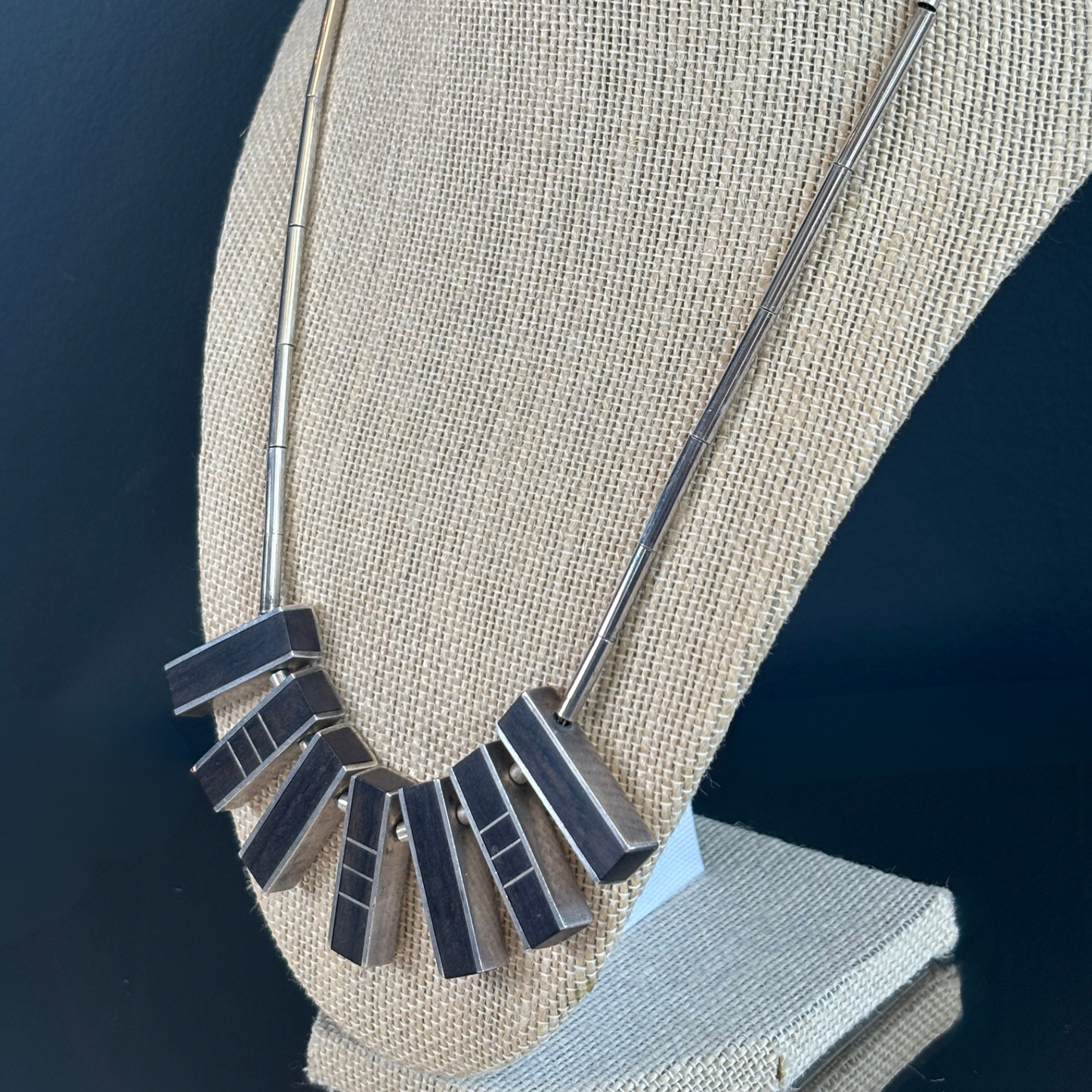Vintage Ebony & Sterling Art Deco Necklace