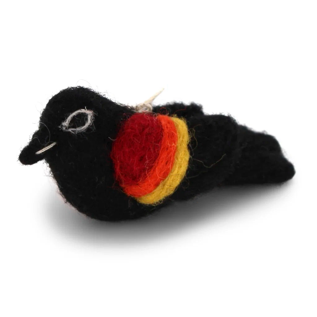 Gry & Sif Felt Gold Red Wing Black Bird