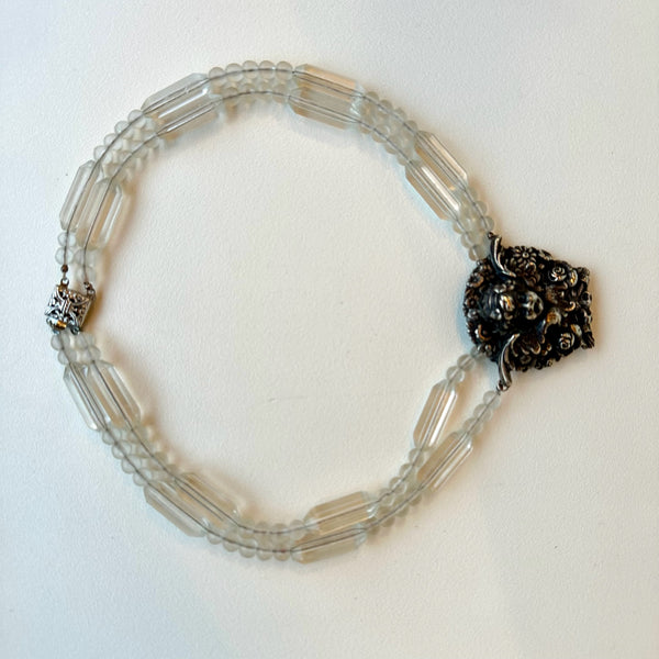 Victorian Era Belt Buckle and Czech Glass Necklace (54)