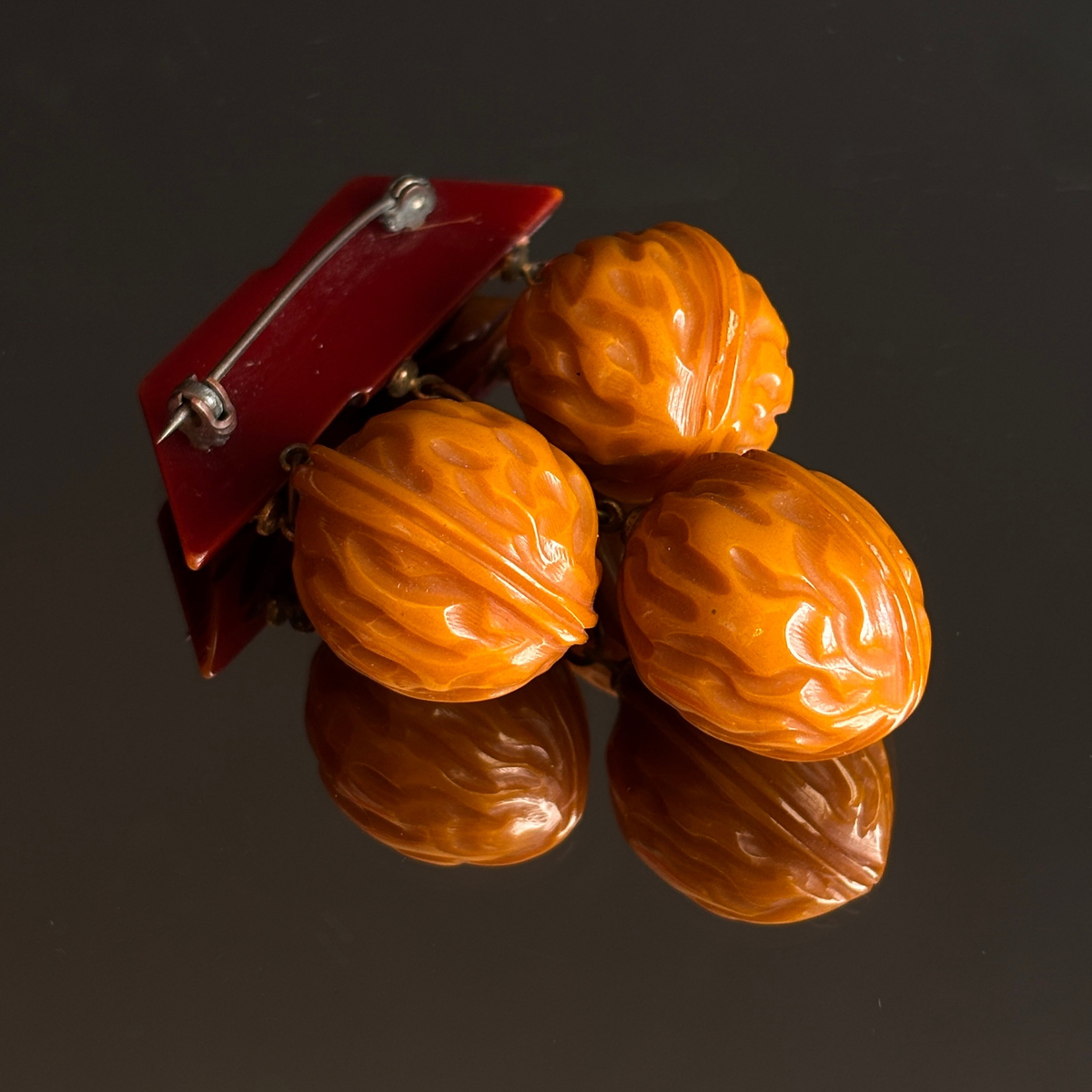 Vintage Bakelite Walnuts Brooch