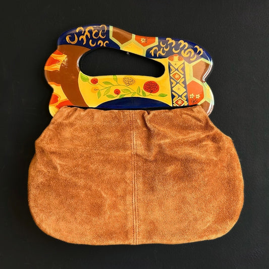 Patricia Smith Medium Brown Suede Moon Bag w/ 2 Handles