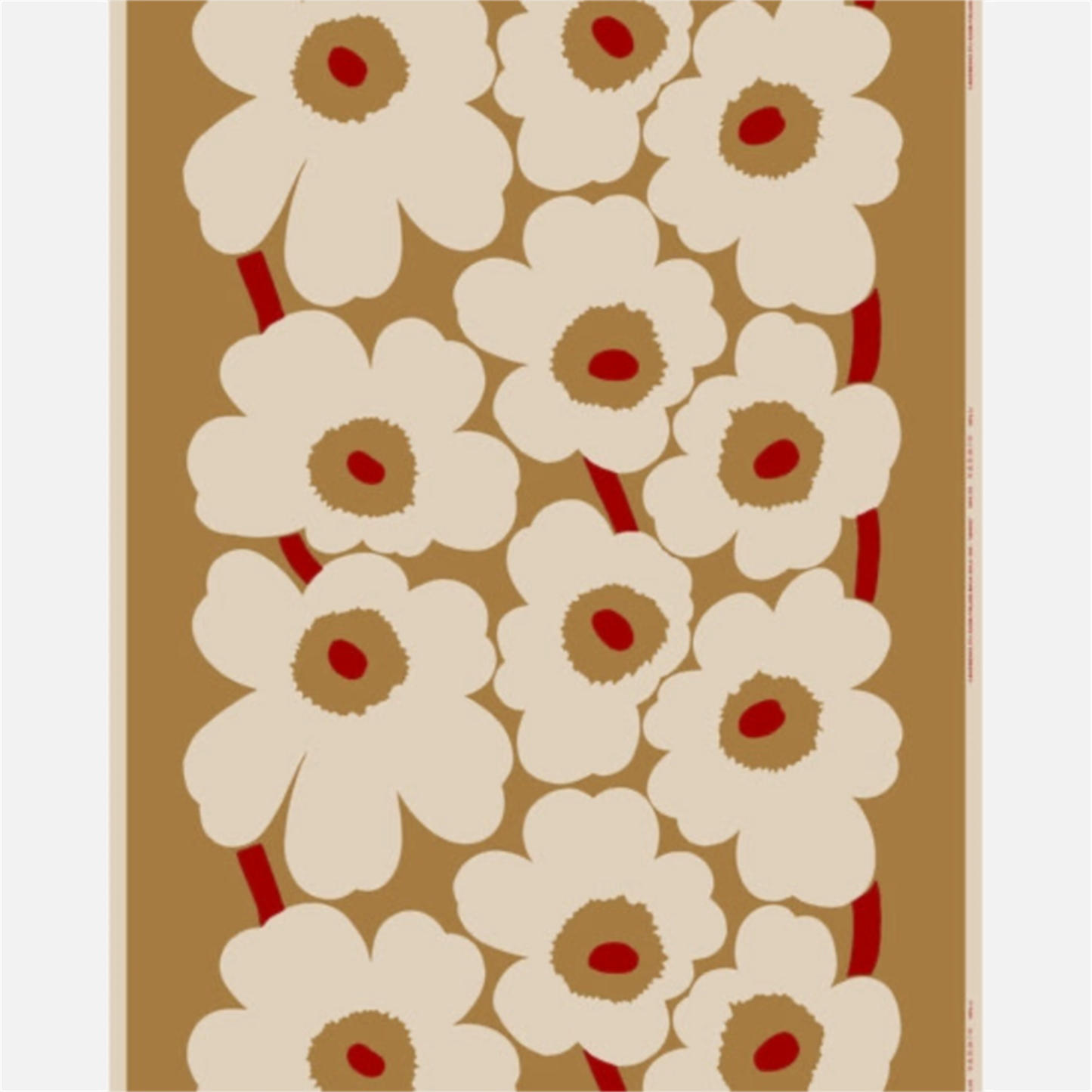 Marimekko Fabric Remnants - Unikko - Brown / Cream / Red