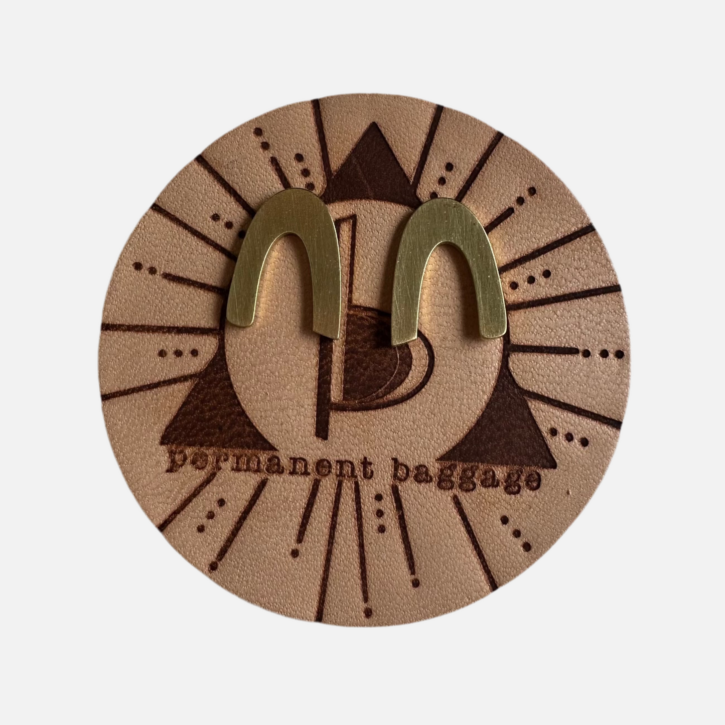 Permanent Baggage Medium Brass Stud Earrings