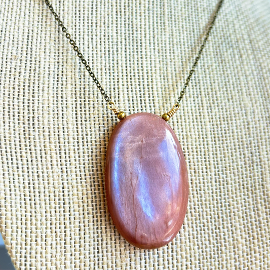 Boho Designs by Katya Necklace #1 Sunstone & Brass