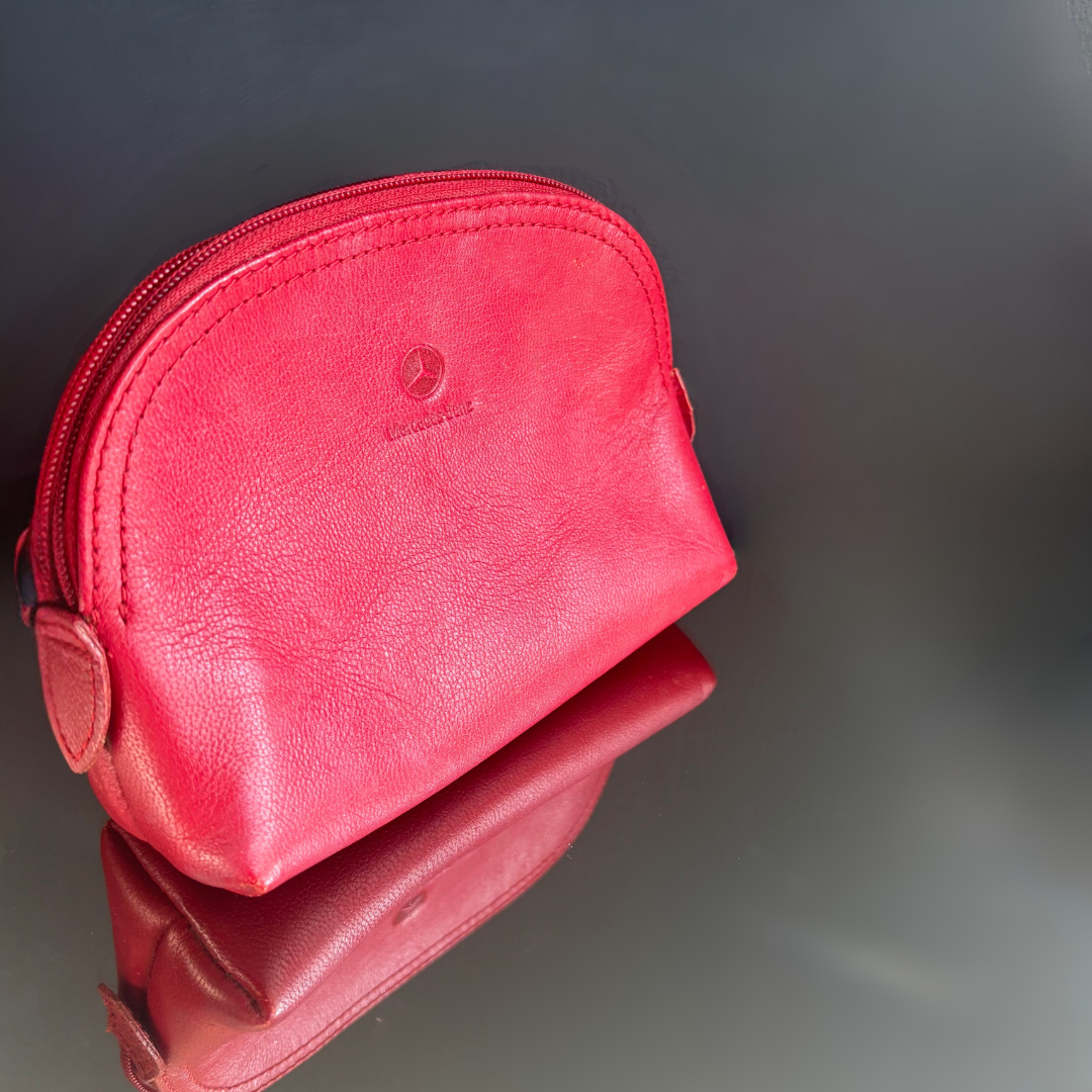 Vintage Mercedes Benz Red Leather Pouch