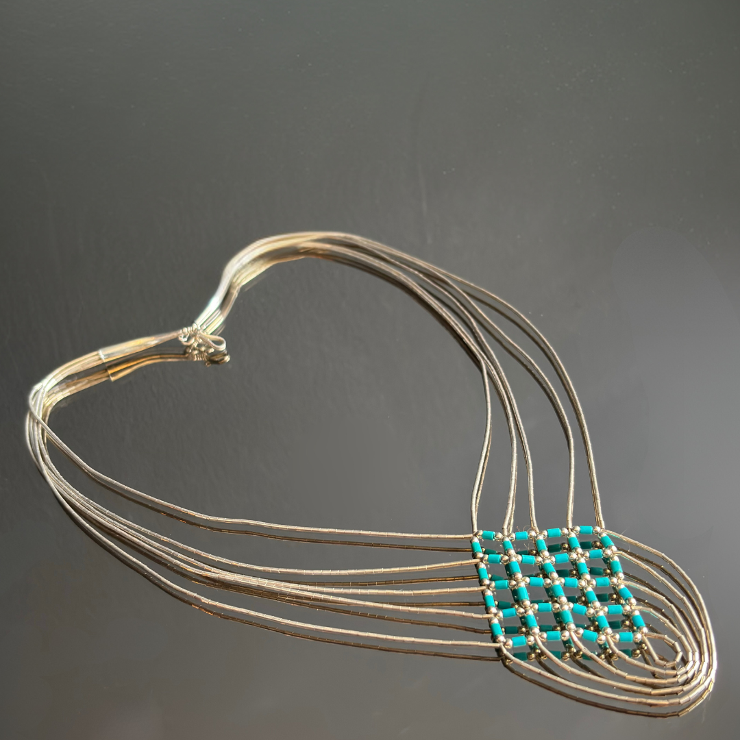 Vintage Liquid Silver & Turquoise Necklace