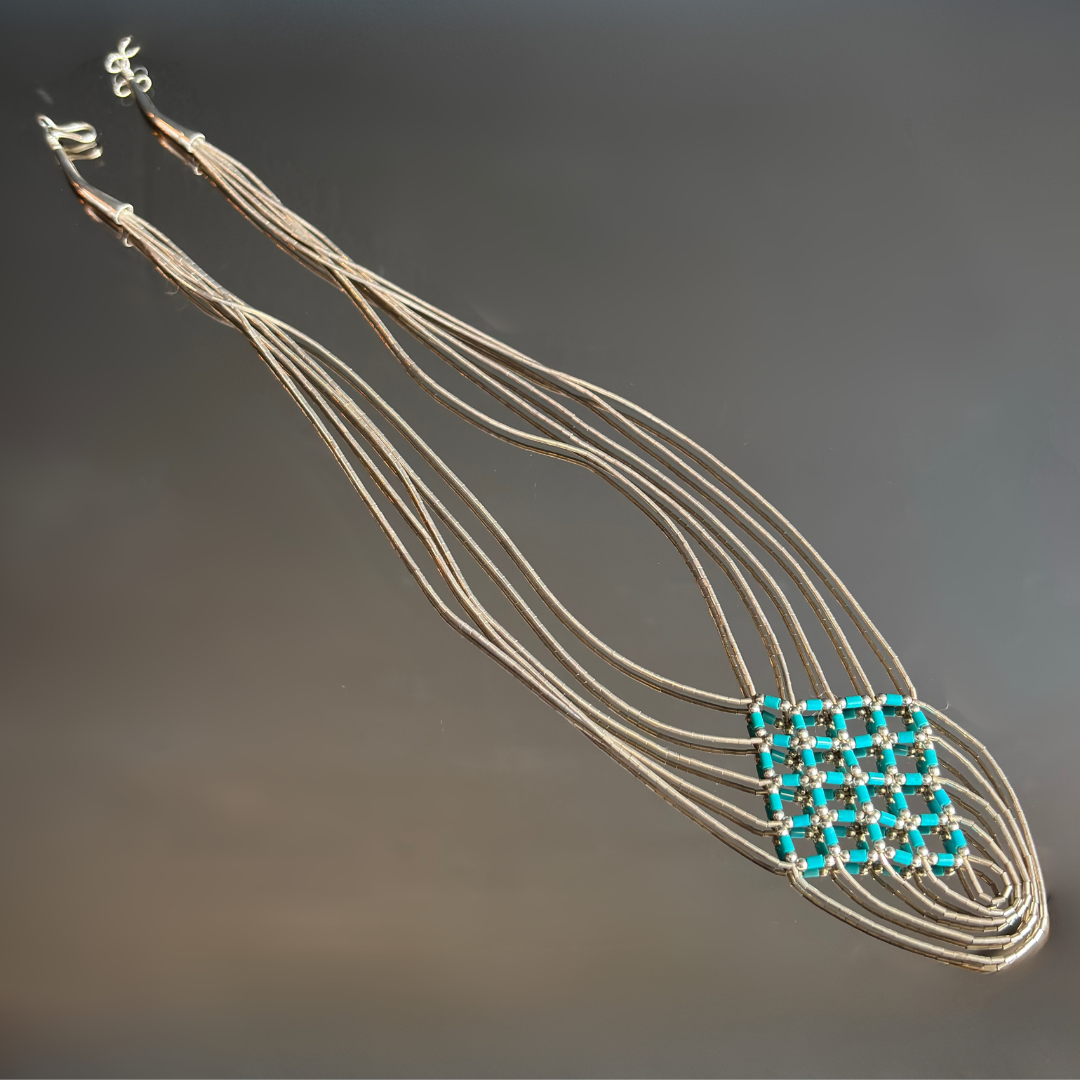 Vintage Liquid Silver & Turquoise Necklace
