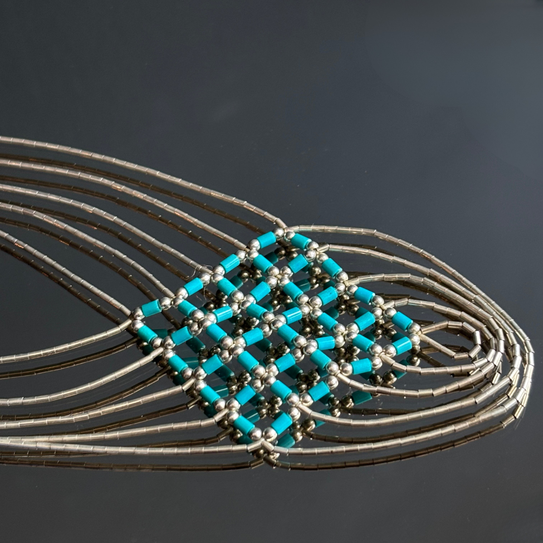 Vintage Liquid Silver & Turquoise Necklace