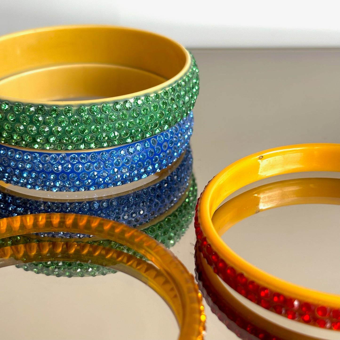 Vintage 1930's Art Deco Celluloid Rhinestone Bangle Bracelet