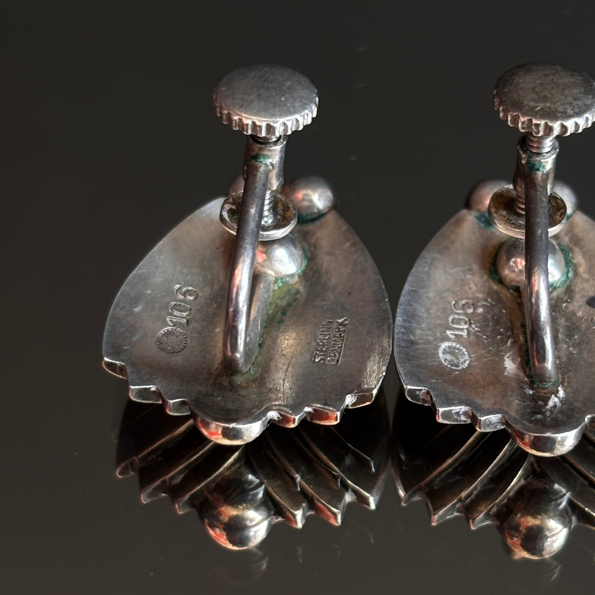 Vintage Georg Jensen Modernist Tulip Earrings #105