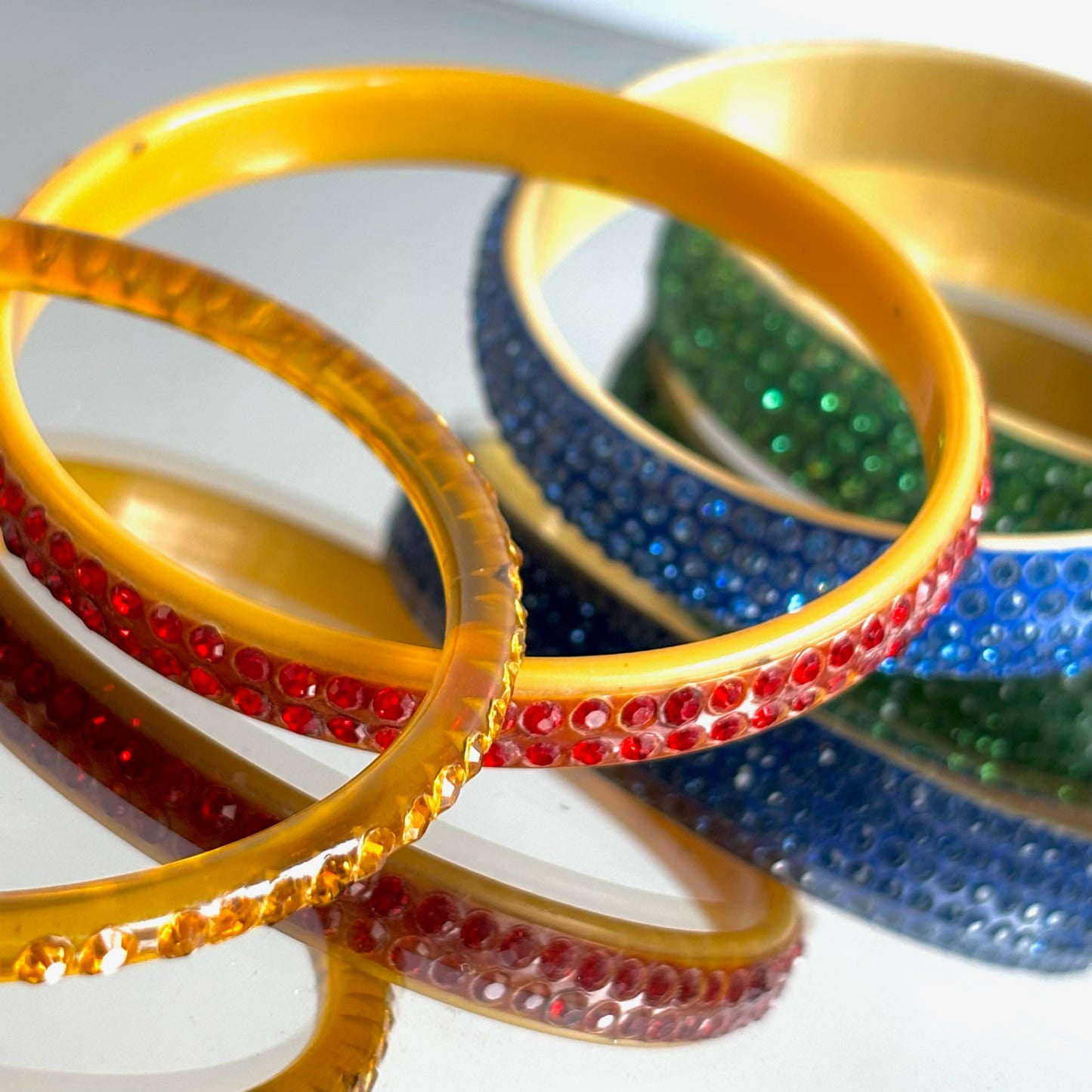 Vintage 1930's Art Deco Celluloid Rhinestone Bangle Bracelet