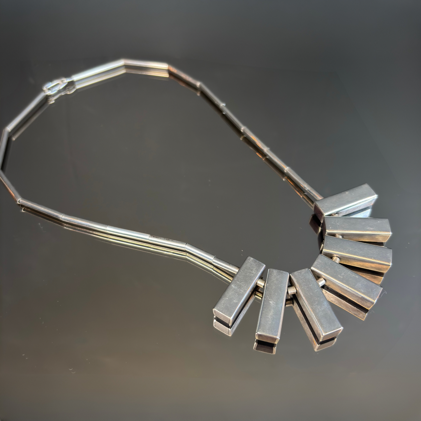 Vintage Ebony & Sterling Art Deco Necklace