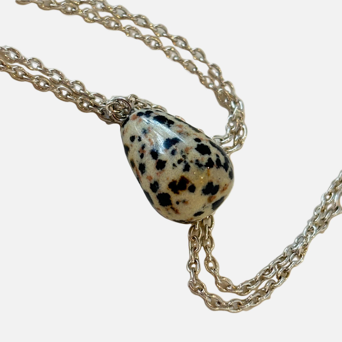 Teardrop Dalmatian Jasper Necklace (55)
