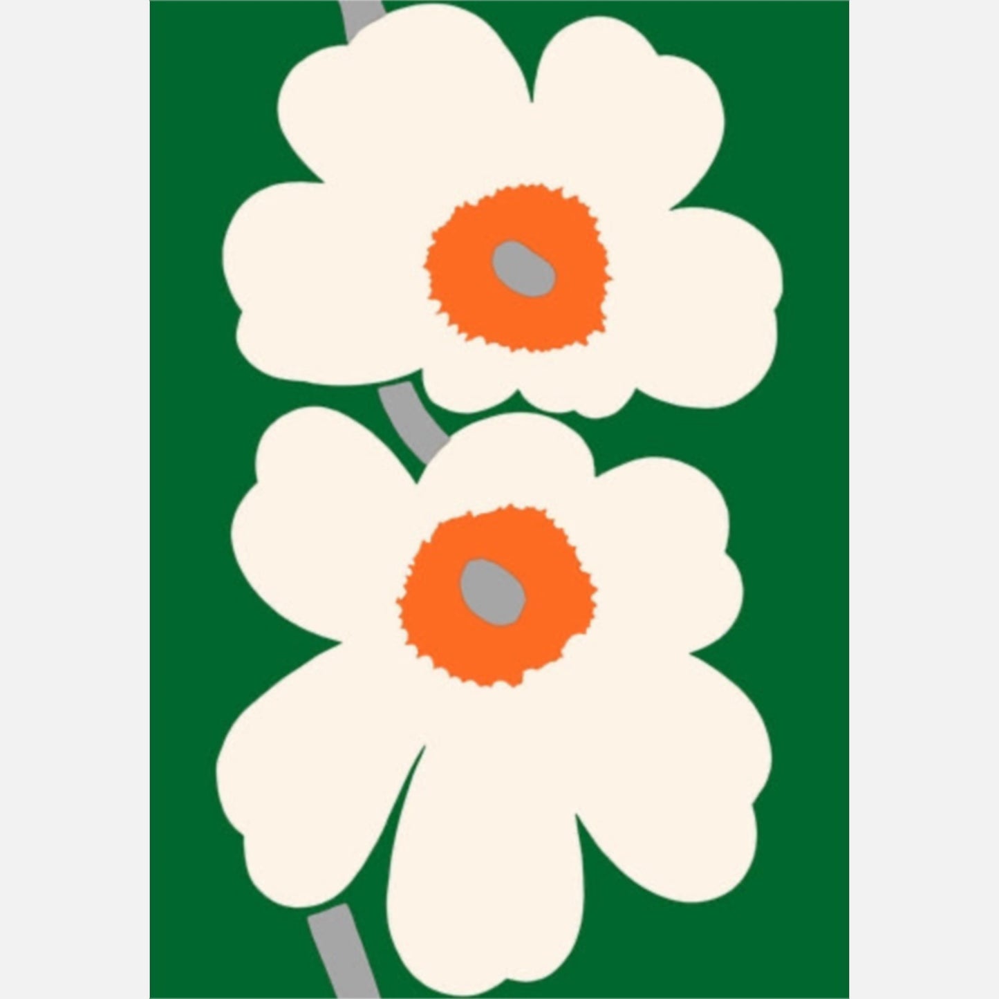 Marimekko Fabric Remnants - Unikko 60th Anniversary - Green / White / Orange