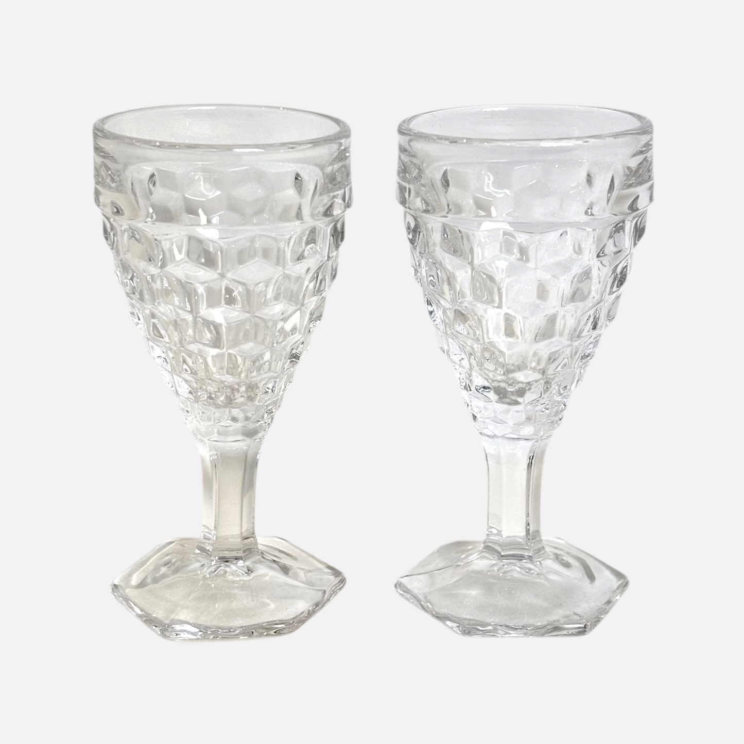 1930’s American Fostoria Crystal Cordial Glasses, Set of 2