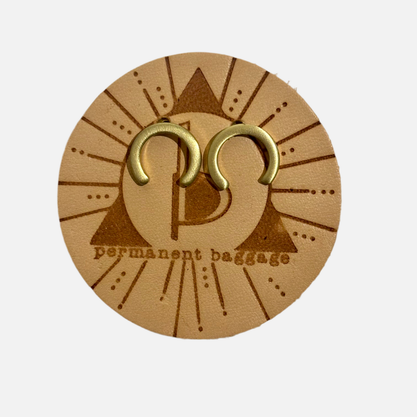 Permanent Baggage Medium Brass Stud Earrings