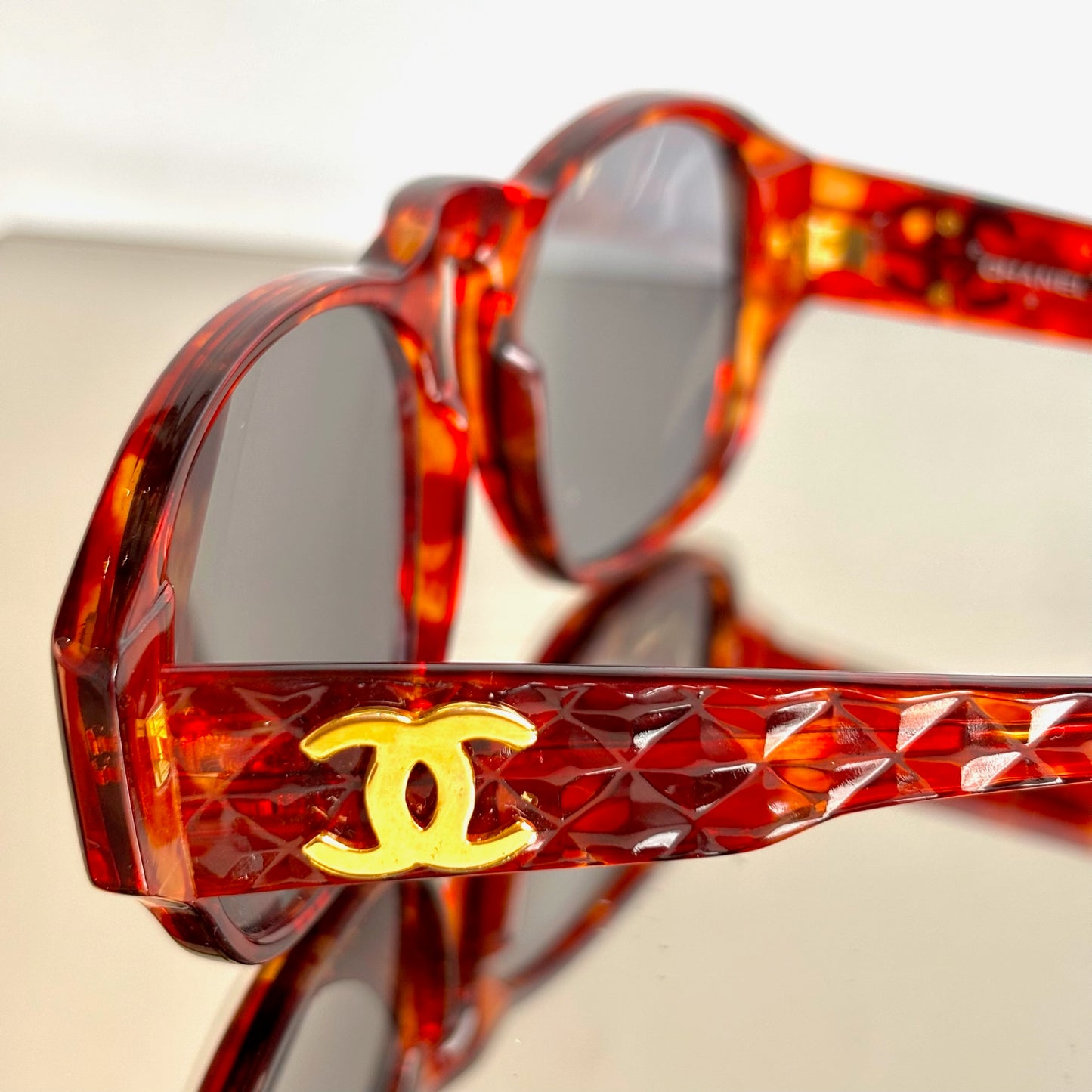 Vintage Chanel 90's Quilted Tortoise Sunglasses