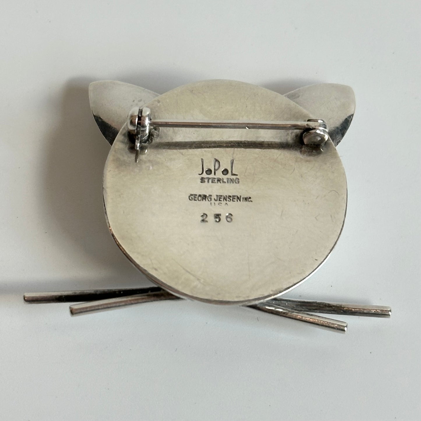 Vintage Georg Jensen Sterling Silver JoPol Winking Cat Brooch