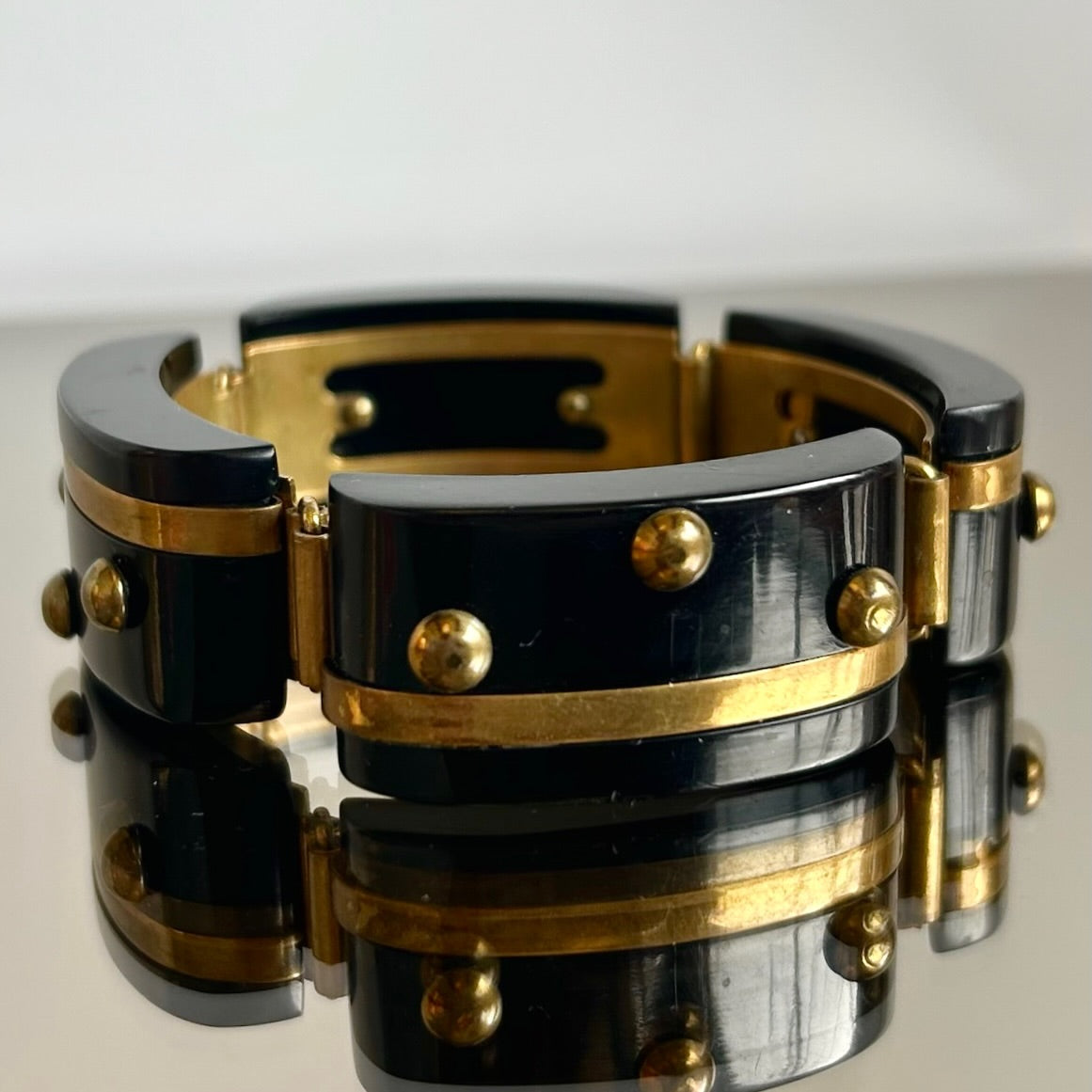 Vintage Art Deco Lucite & Brass Clasp Bracelet