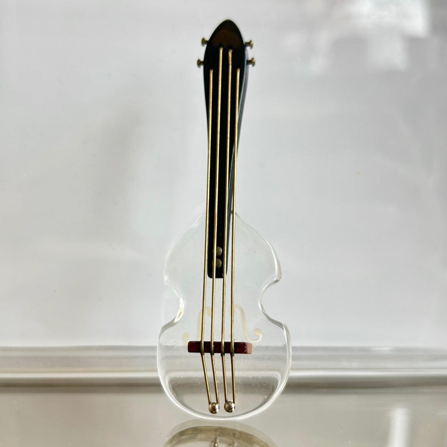 Vintage 1940's Lucite Reverse Carved Instrument Brooches