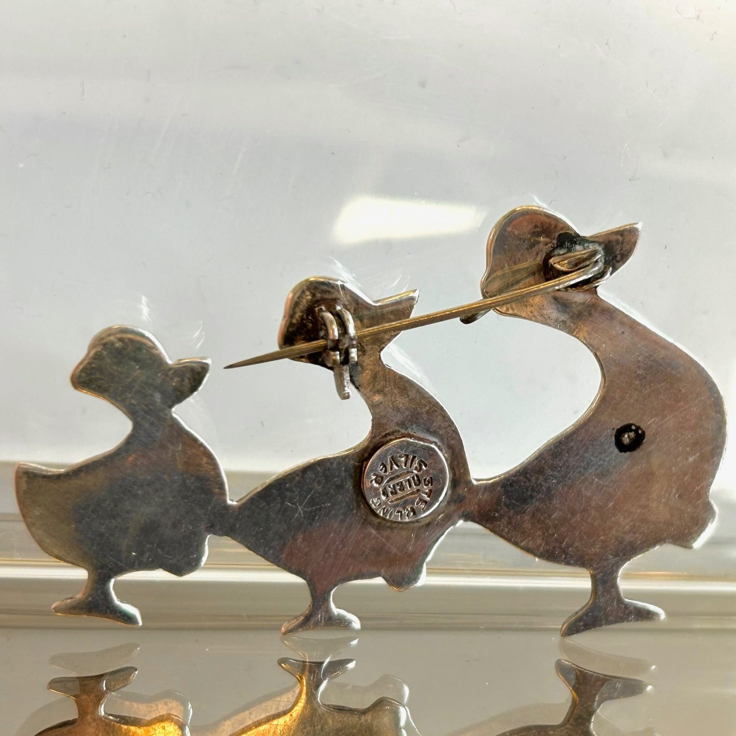 Vintage "Albro" Mexico Sterling Silver 3 Ducks in a Row Brooch