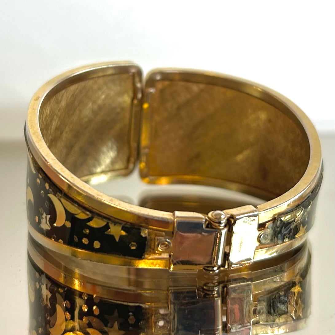 Vintage Lucite Moon & Stars Clamper Bracelet