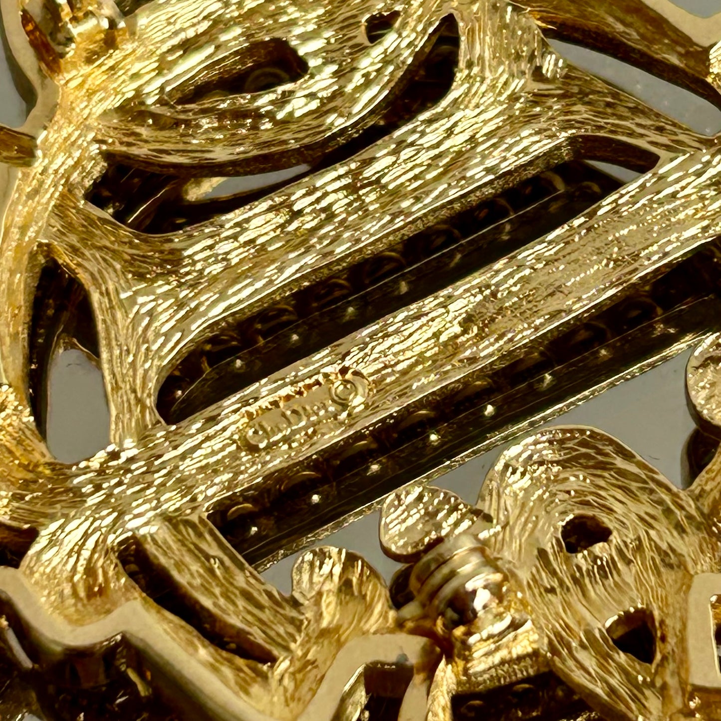 Christian Dior Gold Plated Monogram Brooch