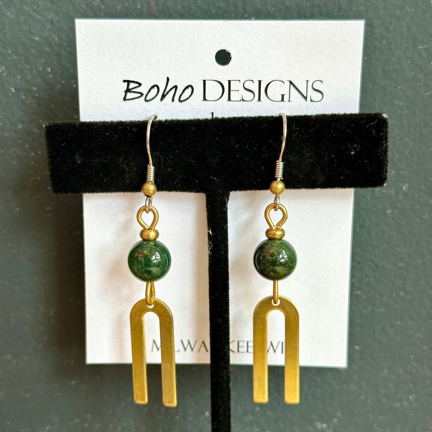 Boho Designs by Katya Earrings #25 Moss Agate