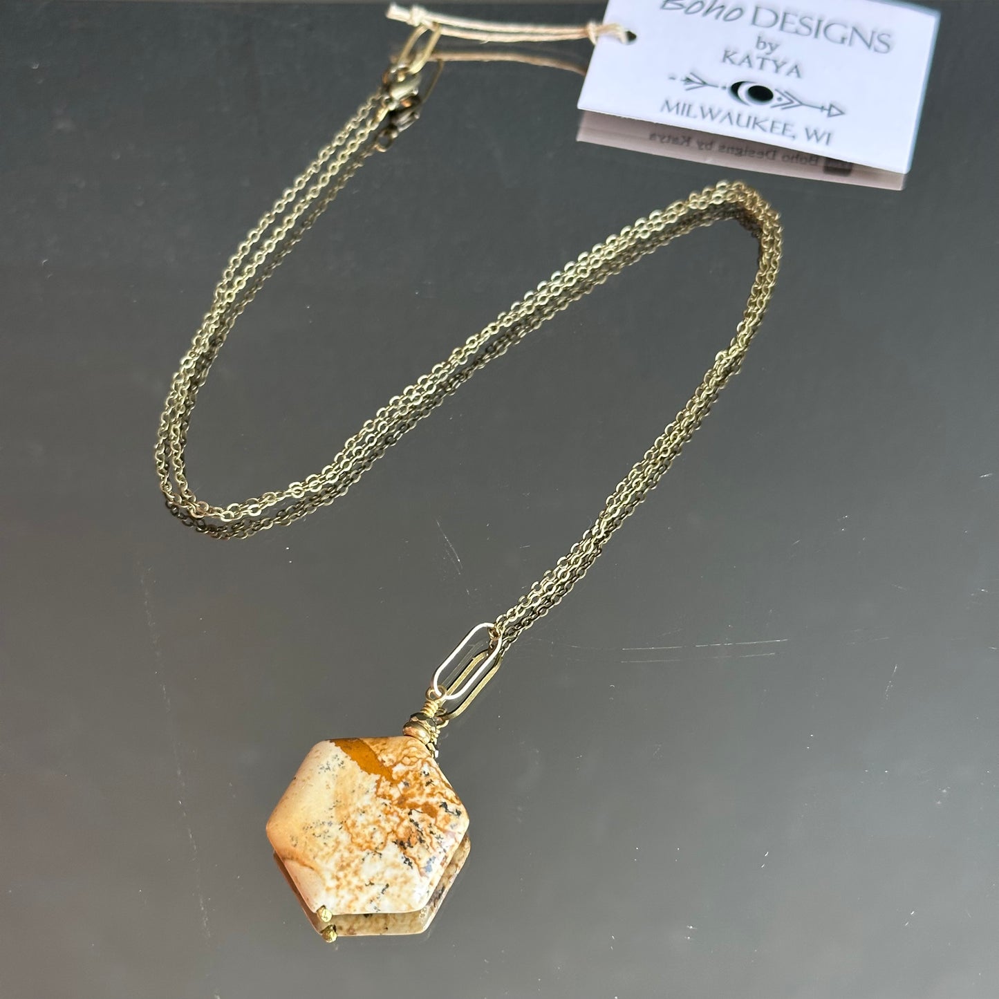 Boho Designs by Katya Necklace #3 Picture Jasper & Brass