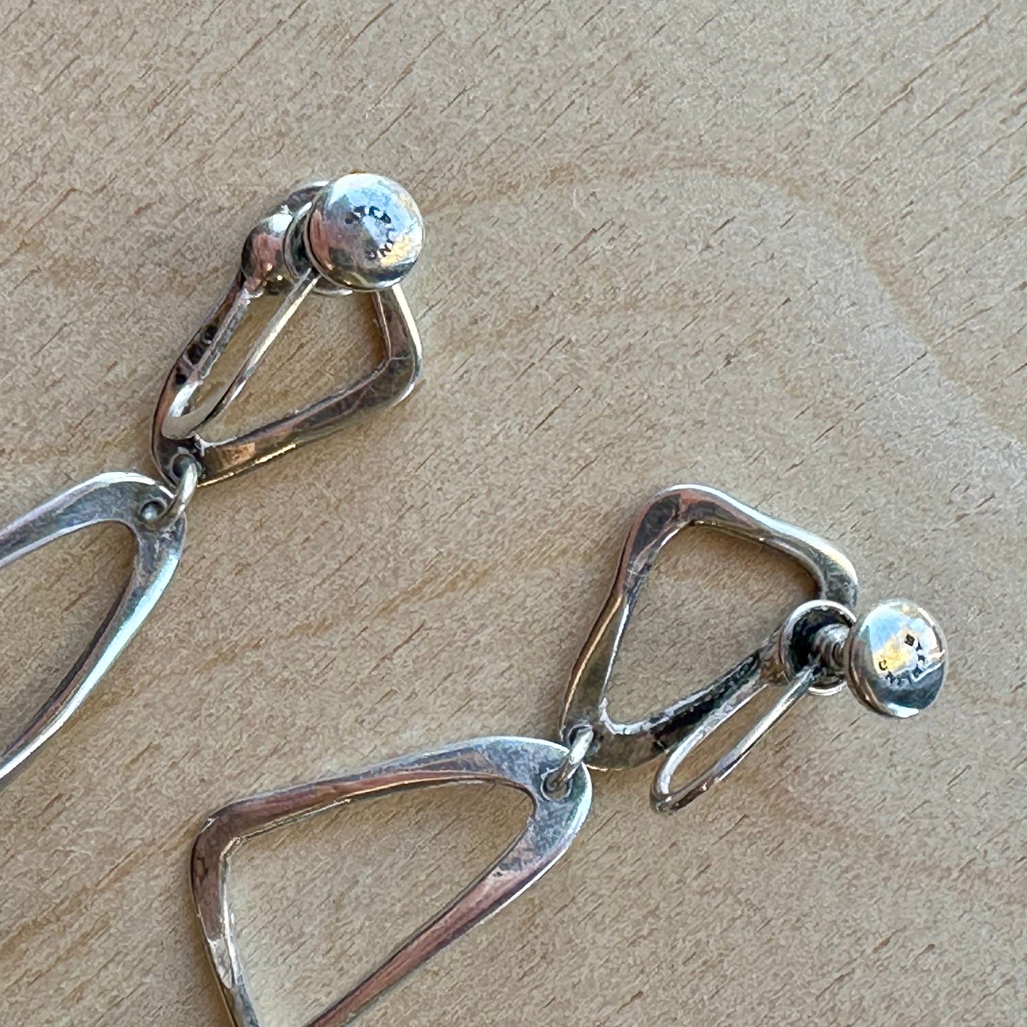 Vintage Sterling Abstract Clip-On Earrings