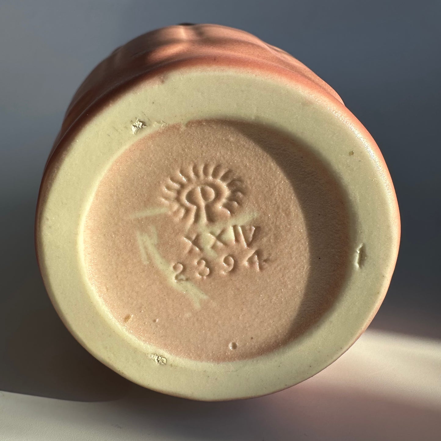 Vintage 1924 Rookwood Pottery Matte Pink Geometric Floral Vase