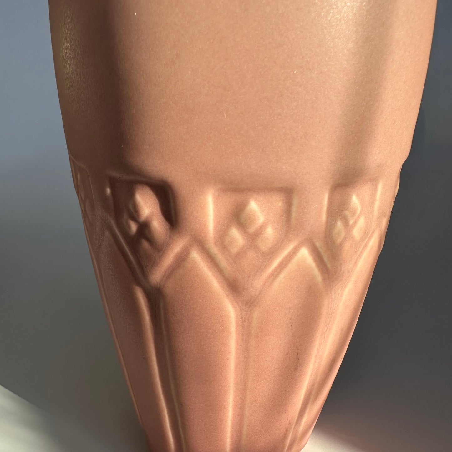 Vintage 1924 Rookwood Pottery Matte Pink Geometric Floral Vase
