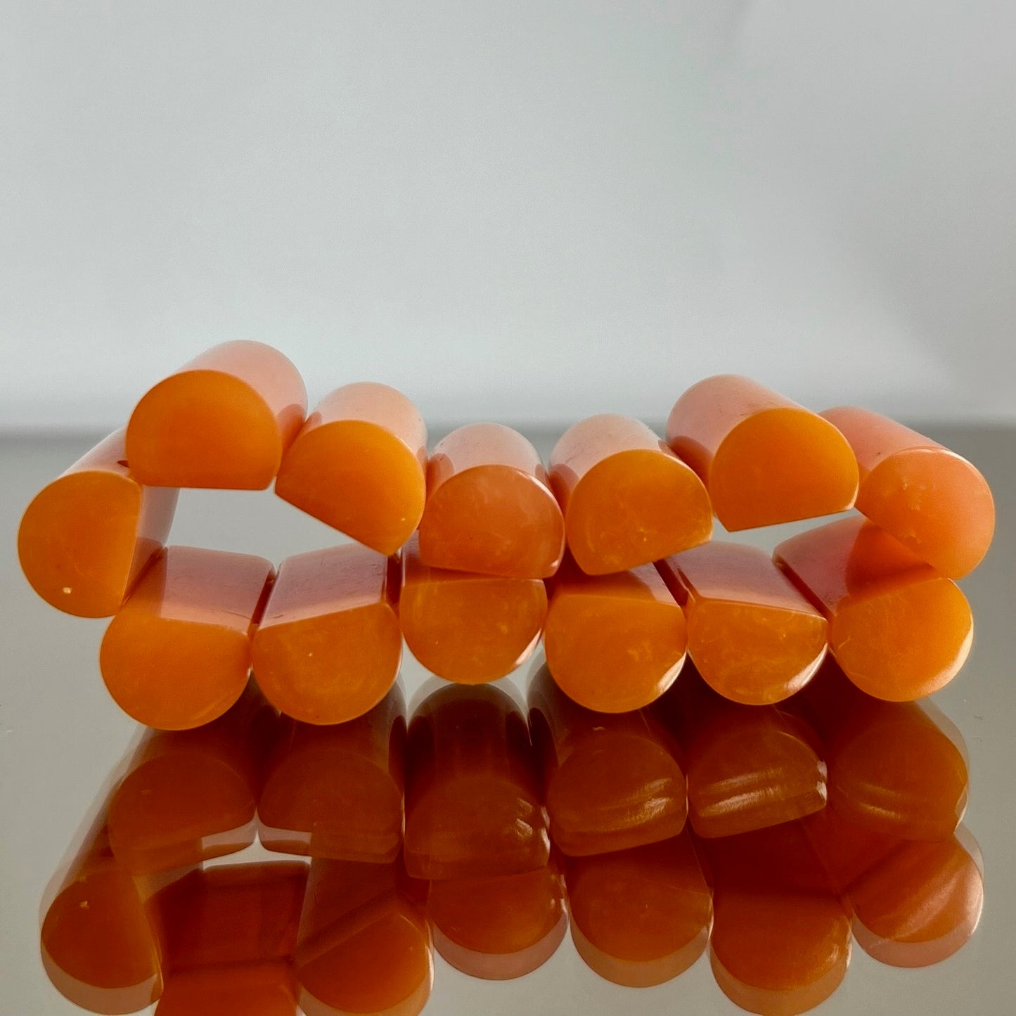 Vintage Orange Bakelite Elastic Bracelet