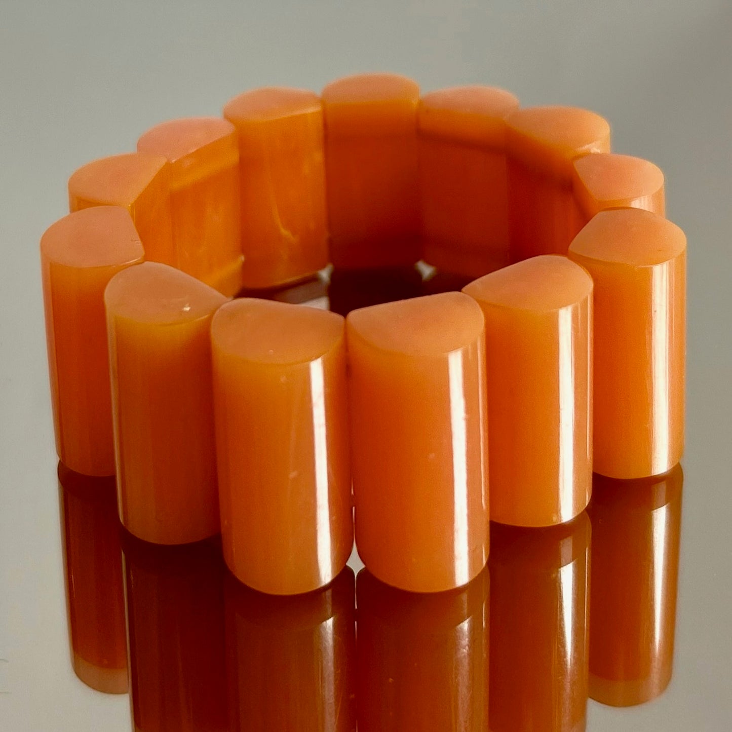 Vintage Orange Bakelite Elastic Bracelet