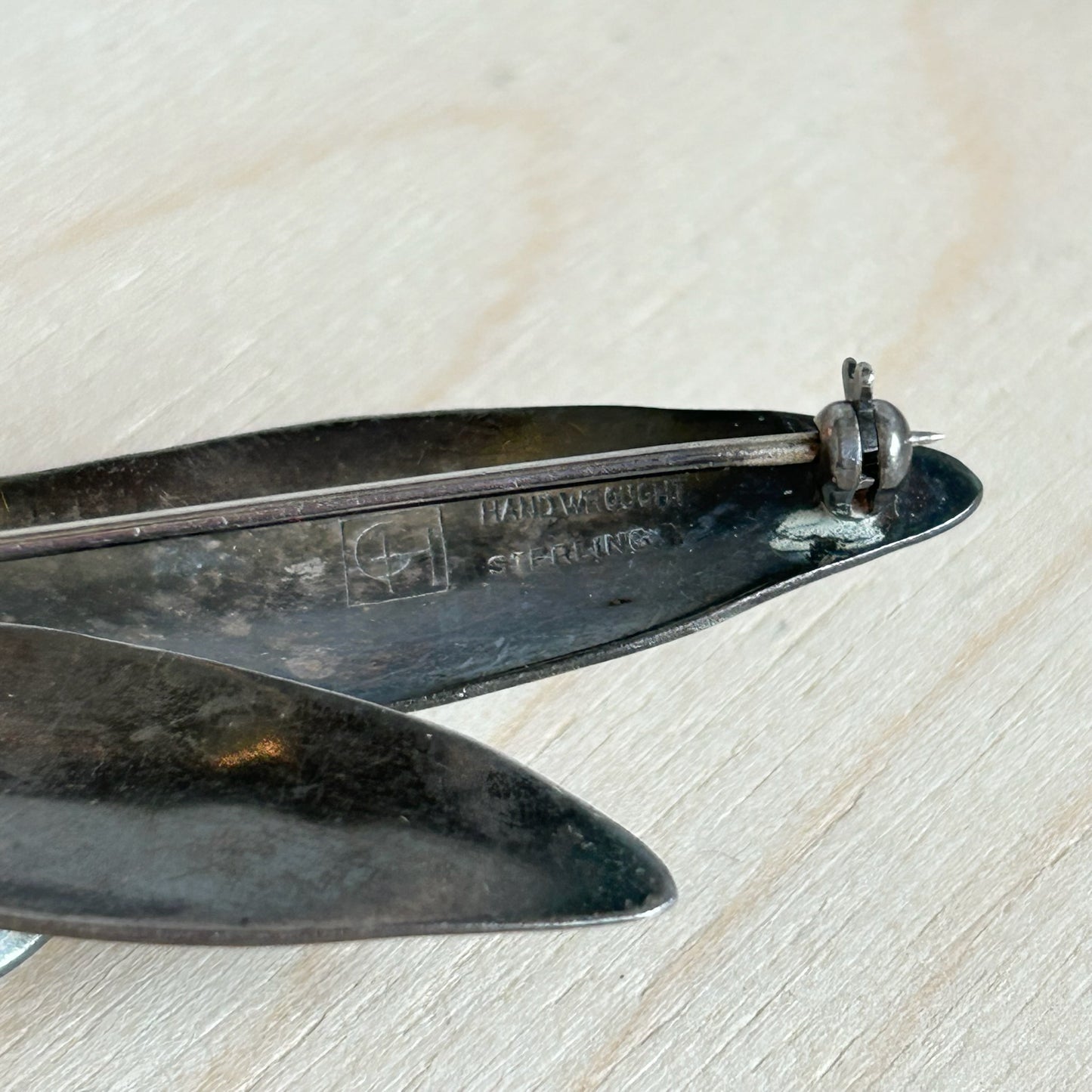 Vintage Handwrought Sterling & Enamel Brooch