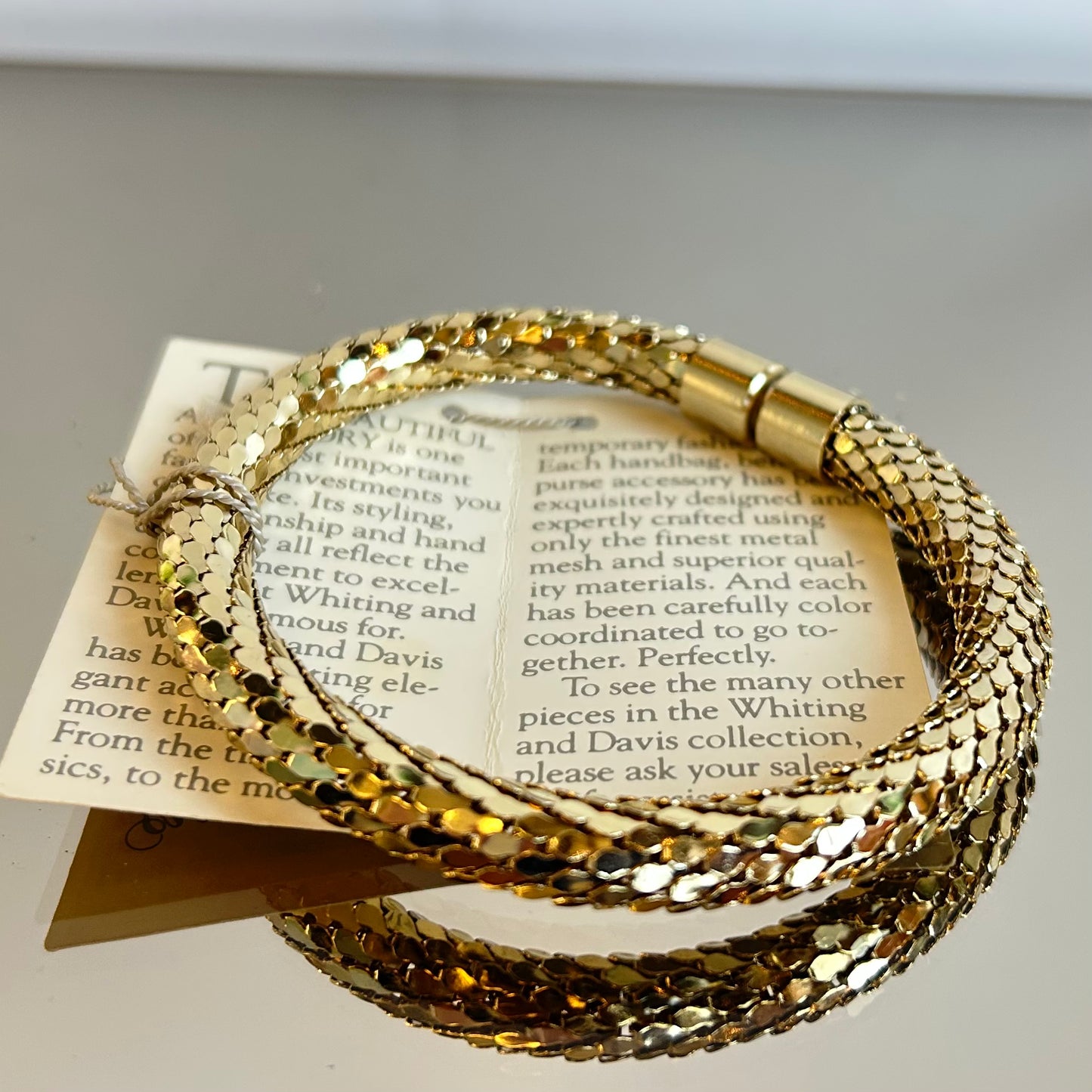 Vintage Whiting & Davis Gold Metal Scale Bangle Bracelet