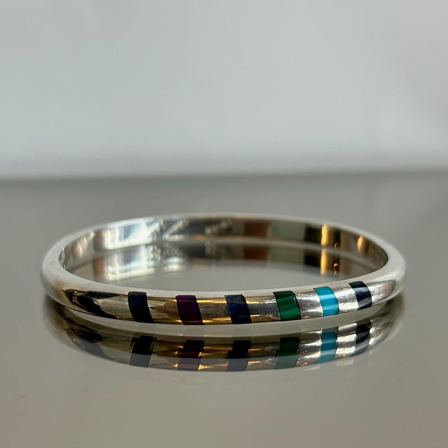 Mexican Silver Inlay Clasp Cuff