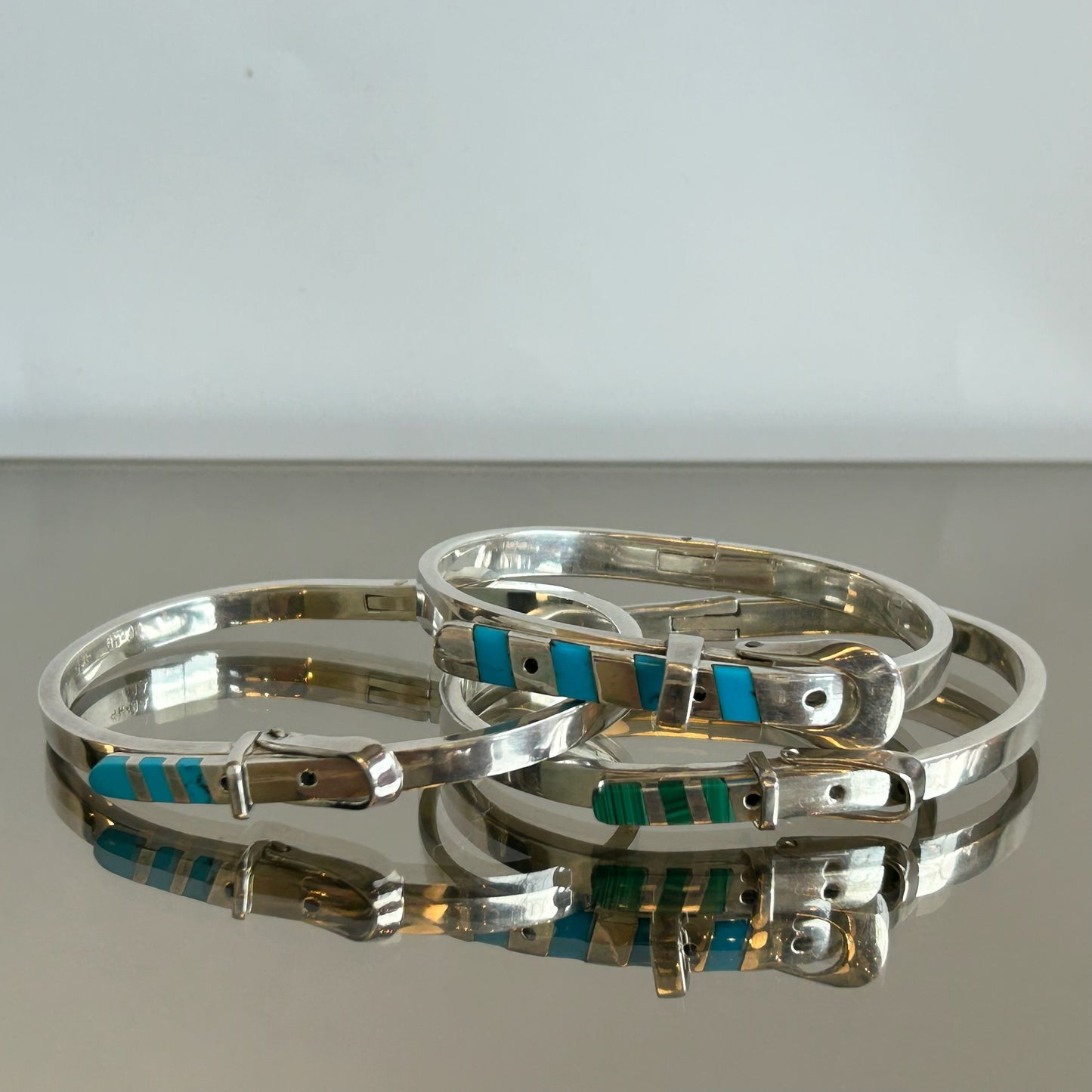 Mexican Silver & Turquoise Belt Bracelets