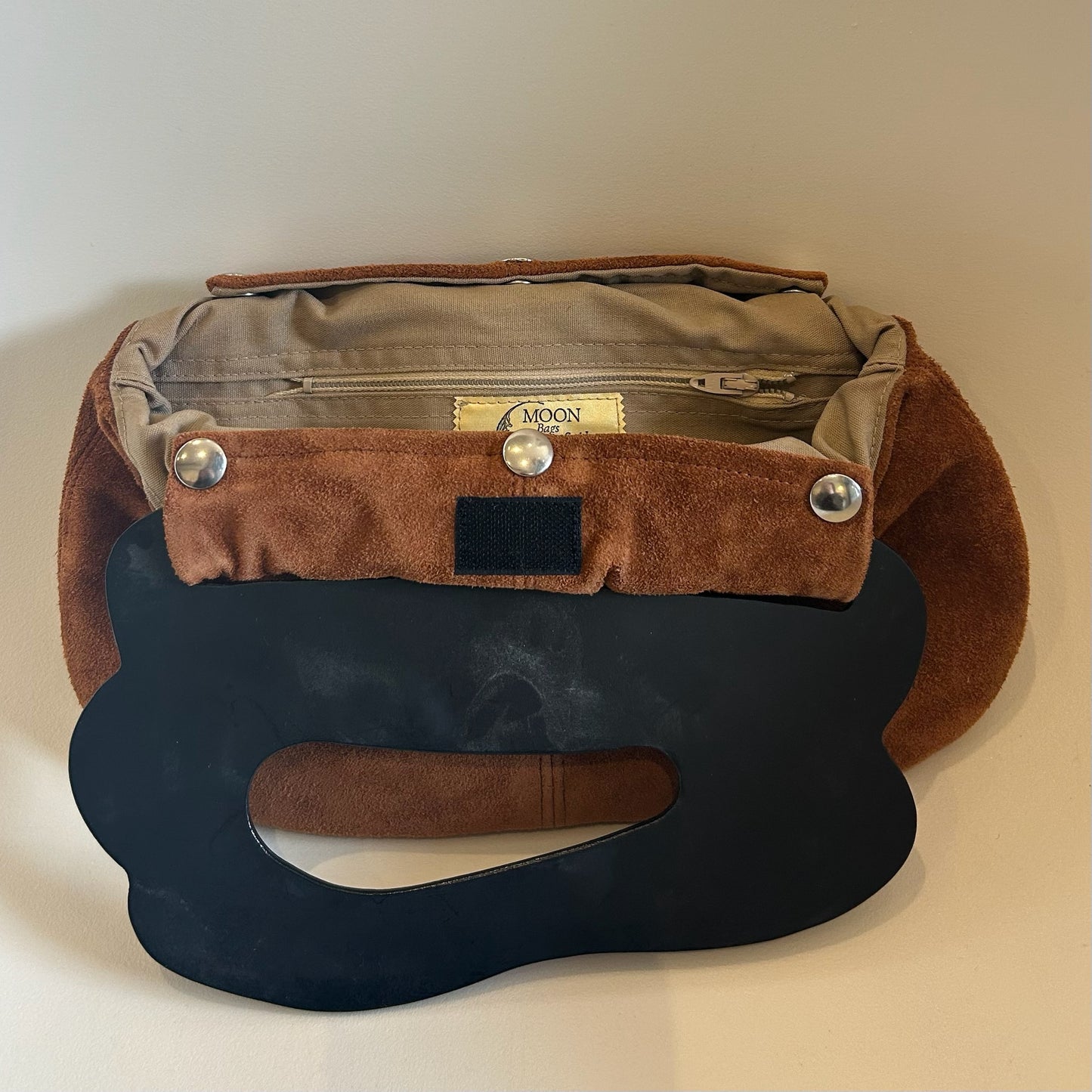 Patricia Smith Medium Brown Suede Moon Bag w/ 2 Handles