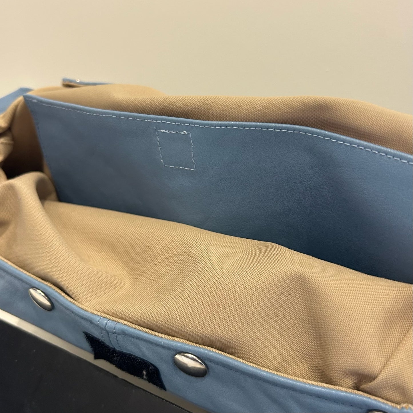 Vintage Patricia Smith Blue Leather Moon Bag w/ 2 Handles