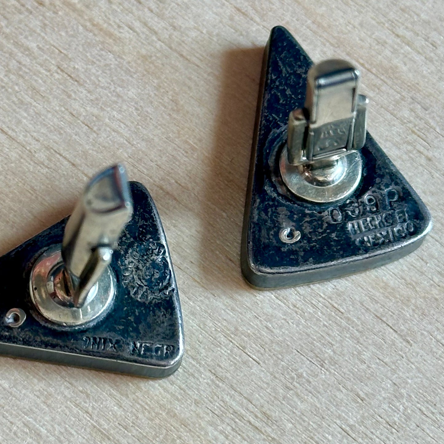 Vintage Los Castillo Sterling & Inlay Face Cufflinks