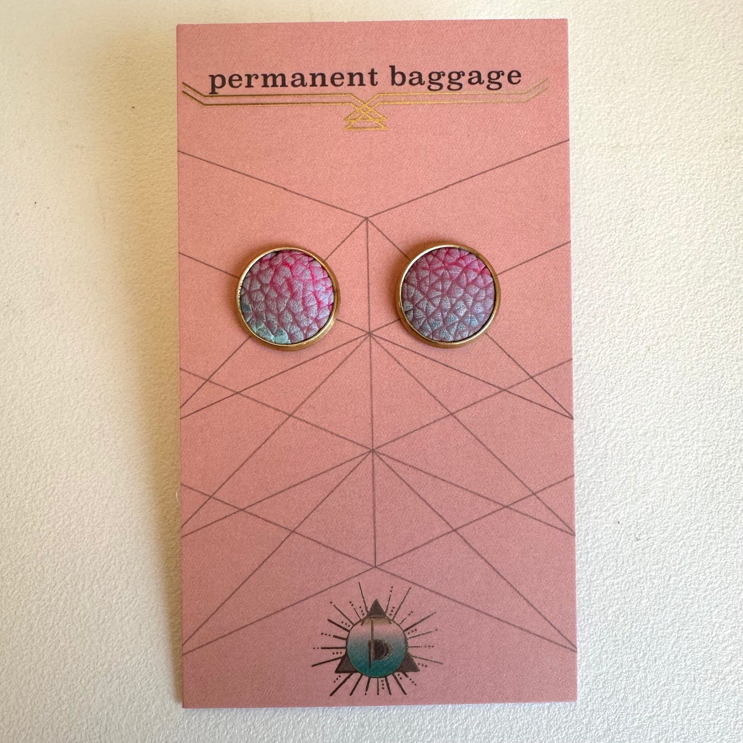 Permanent Baggage Button Leather Earrings