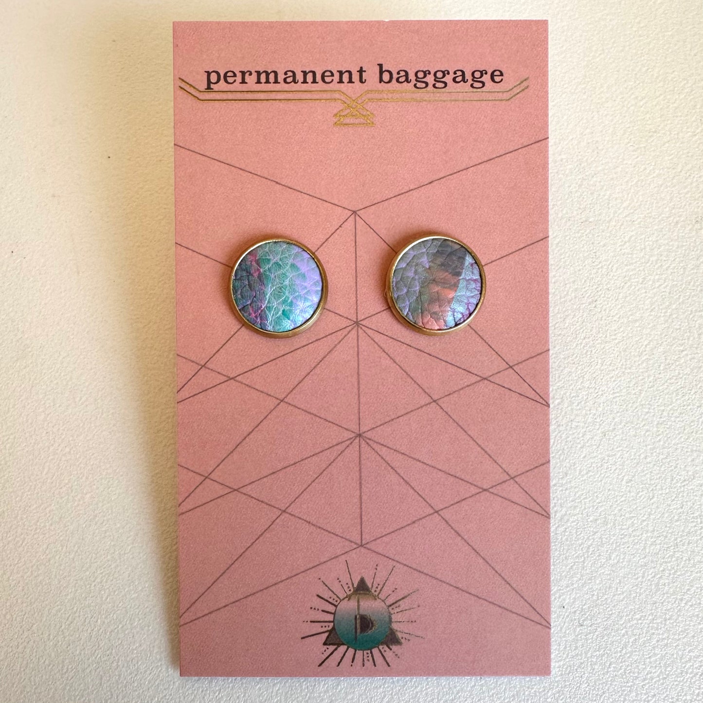 Permanent Baggage Button Leather Earrings