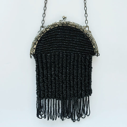 Vintage Black Beaded Bag