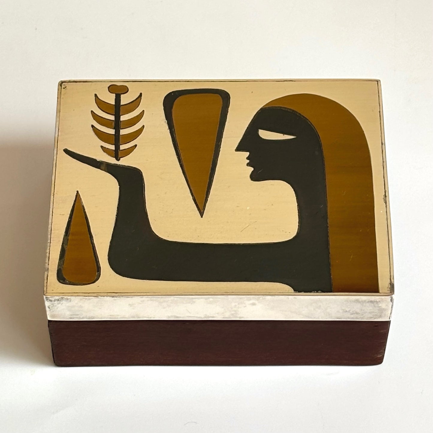 Los Castillo Taxco Mexican Modernist Sterling Inlay/Wood Jewelry Box