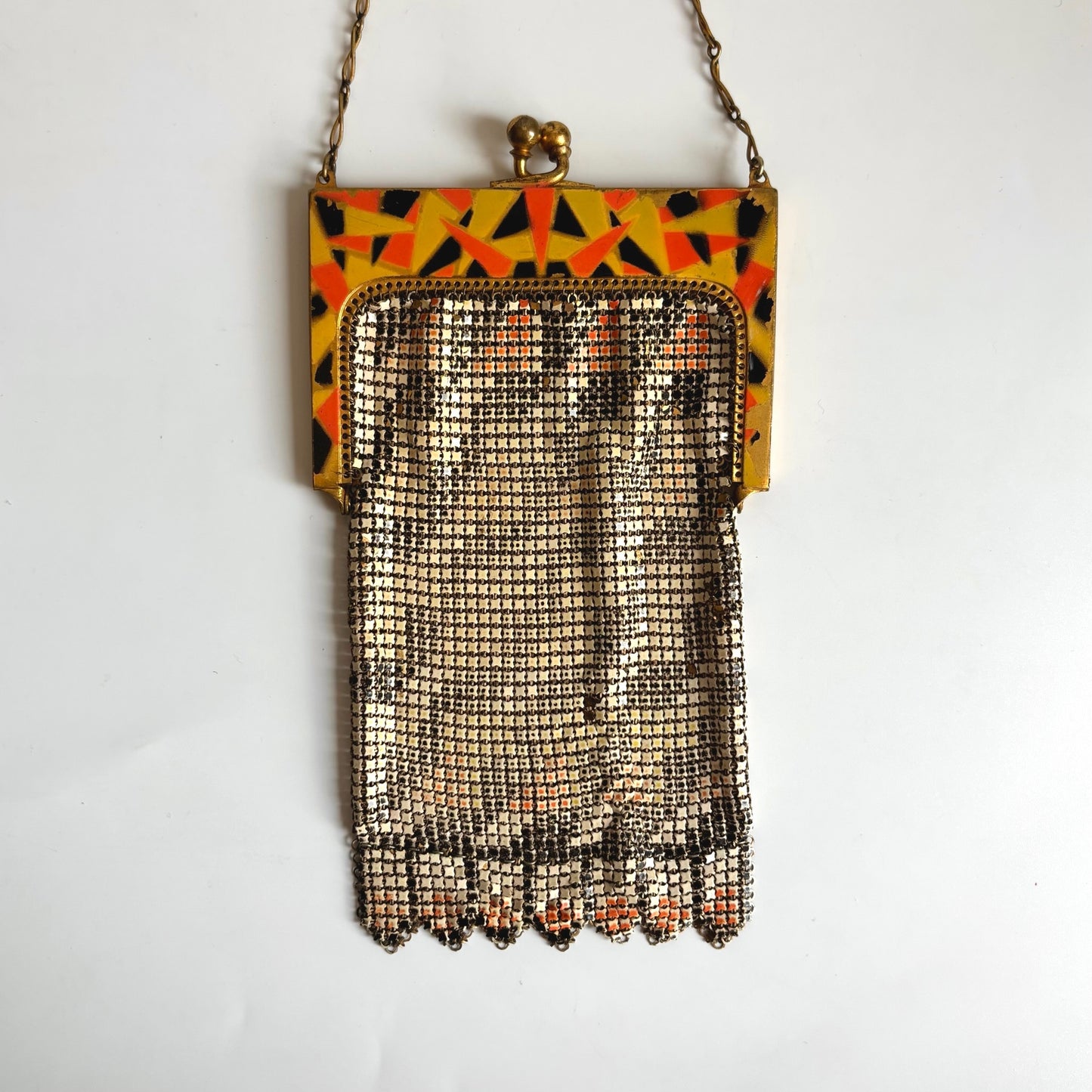 Vintage Whiting & Davis Co. Enameled Metal Mesh Bag