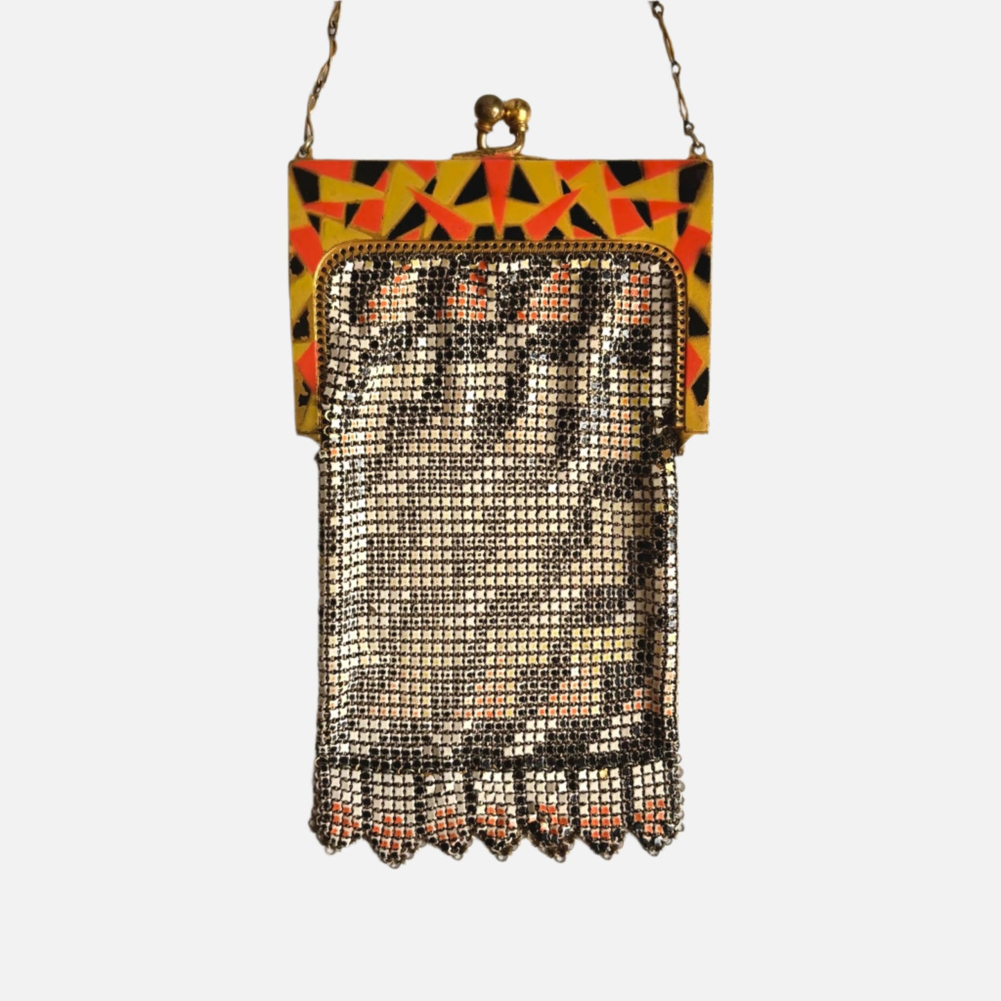 Vintage Whiting & Davis Co. Enameled Metal Mesh Bag