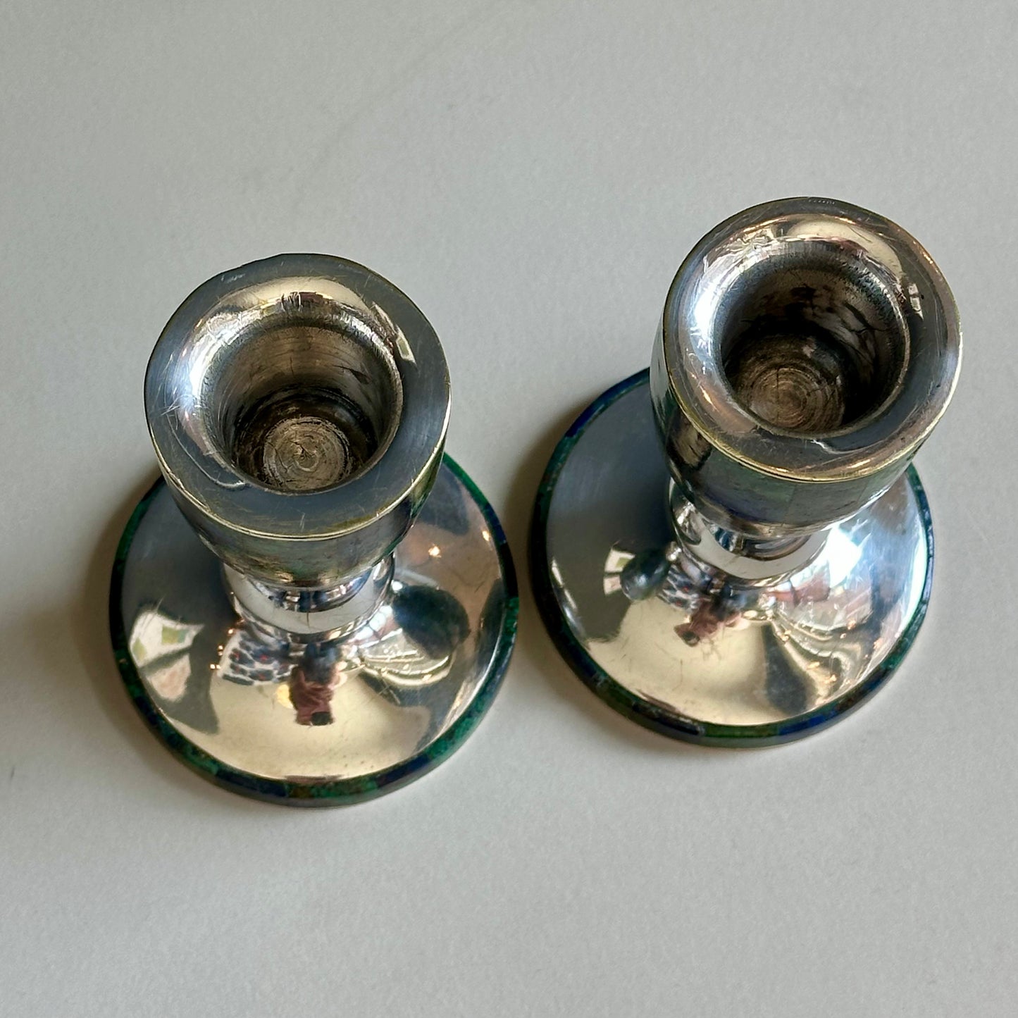 Vintage Los Castillo Taxco Mexican Silverplate Candleholder Pair