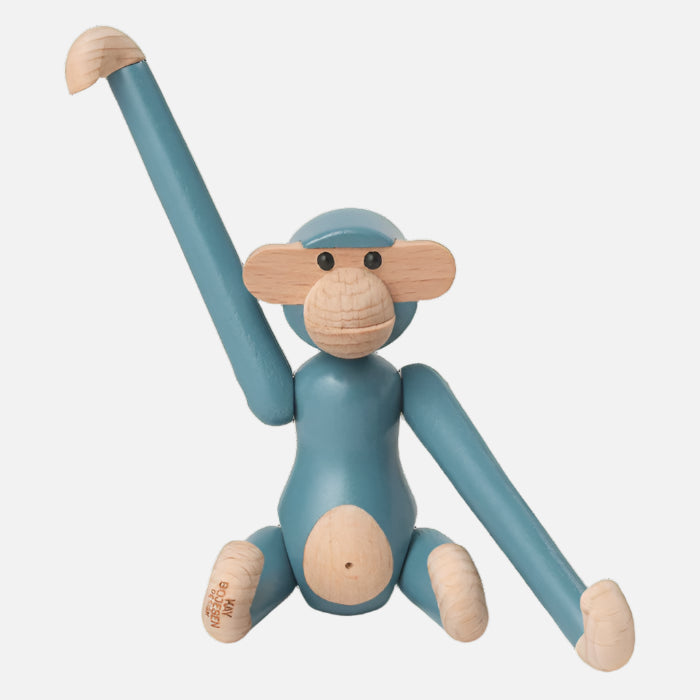 Kay Bojesen vintage blue monkey figurine with wooden accents